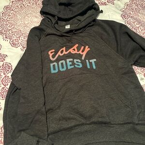 Old Navy Gray Hoodie with Pink and Blue Text